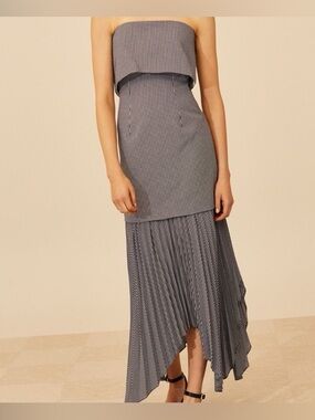 C/MEO Collective NWT concertina striped black white midi dress strapless